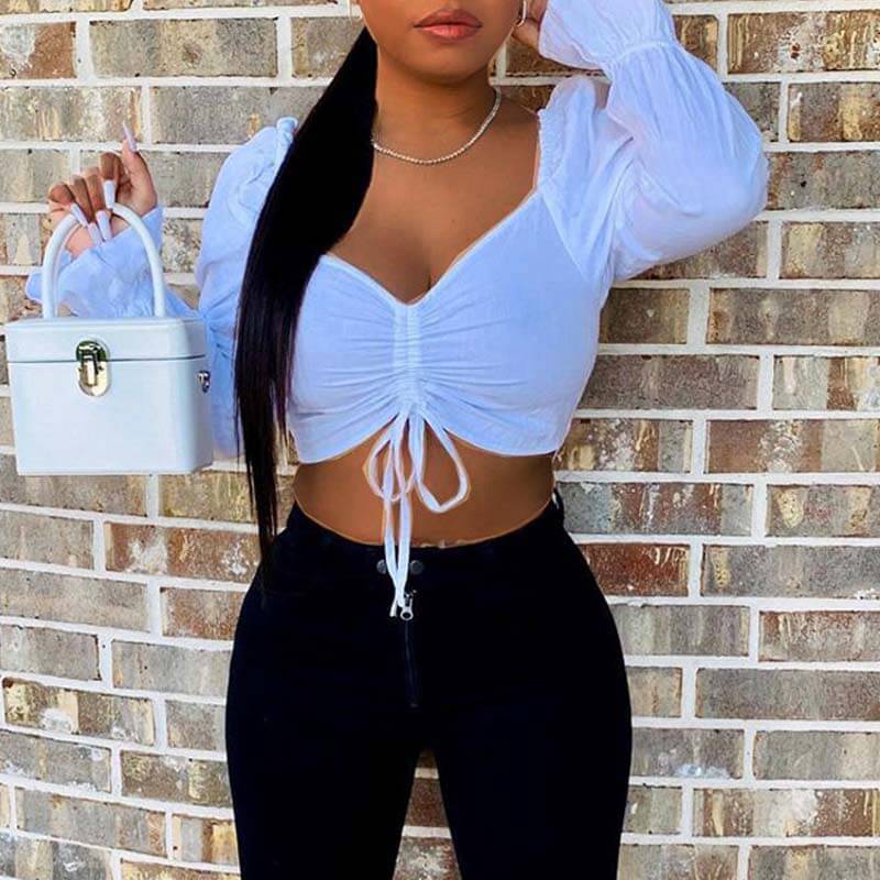 Lovely Chic Crop Top White Blouse