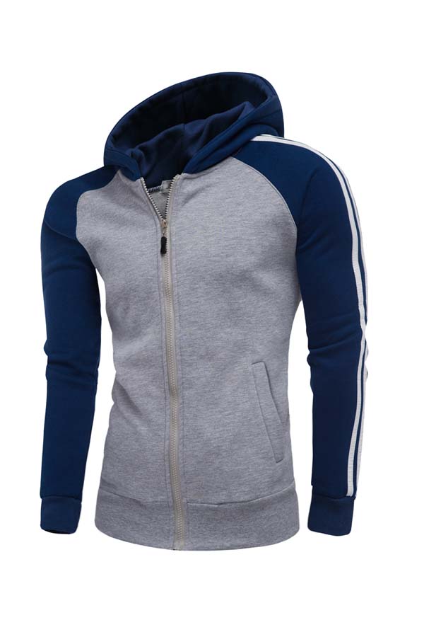 

Lovely Casual Hooded Collar Color-lump Grey Hoodie