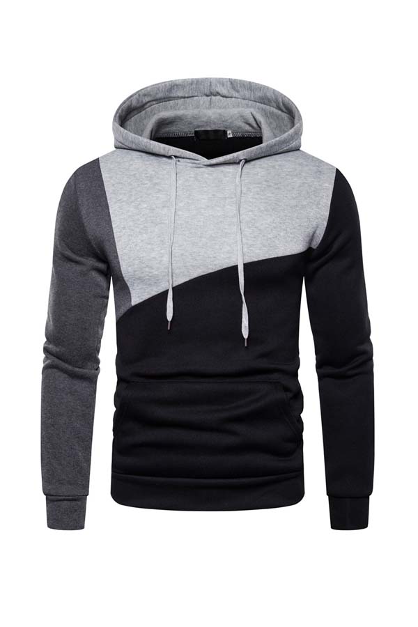

Lovely Casual Color-lump Patchwork Black Hoodie