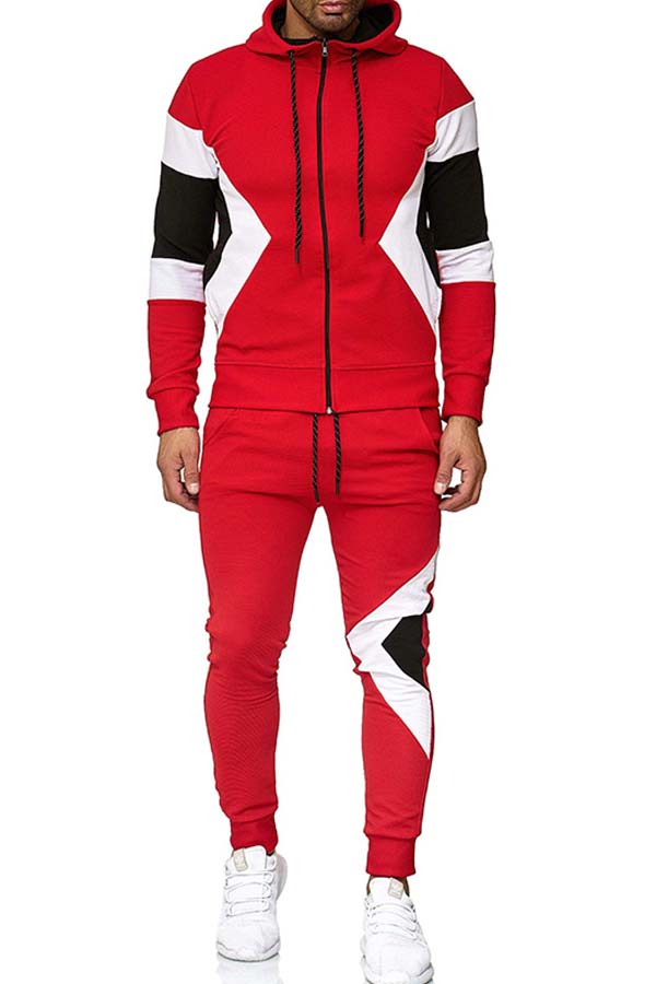 

Lovely Trendy Patchwork Red Two-piece Pants Set