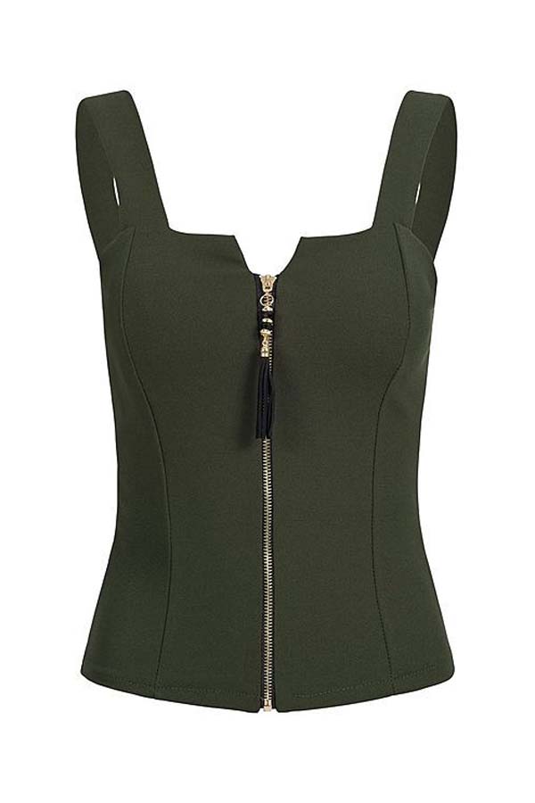 Lovely Trendy Spaghetti Strap Basic Army Green Plus Size Camisole