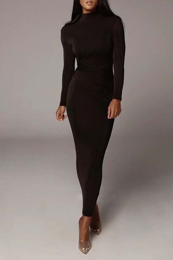 

Lovely Sweet O Neck Skinny Black Ankle Length Dress