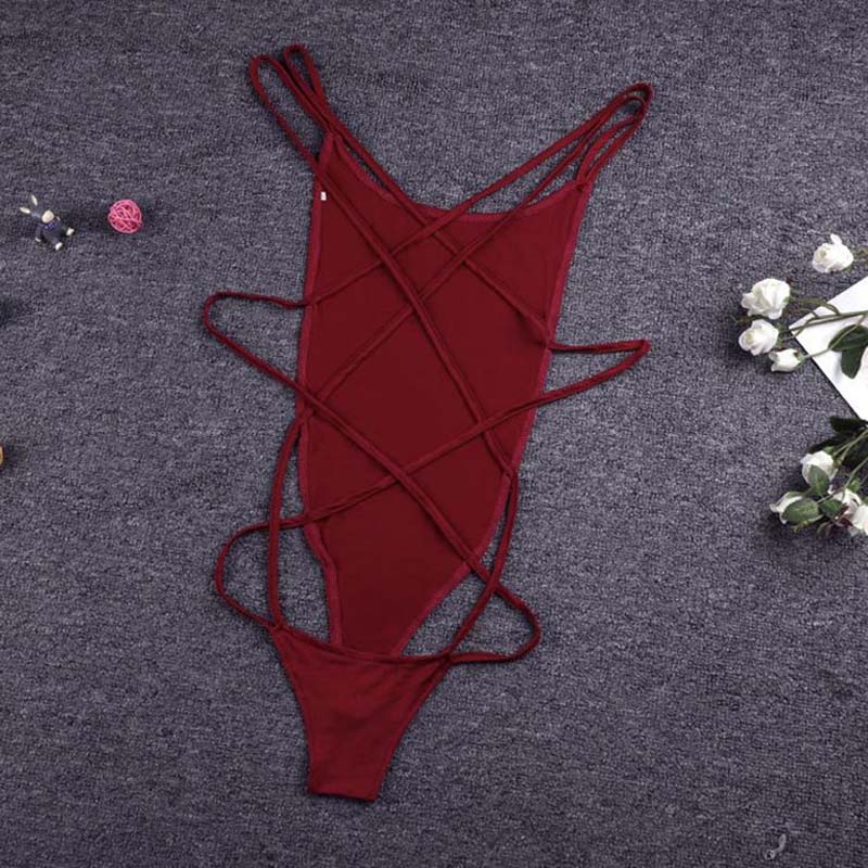 

Lovely Sexy Hollow-out Wine Red Teddies