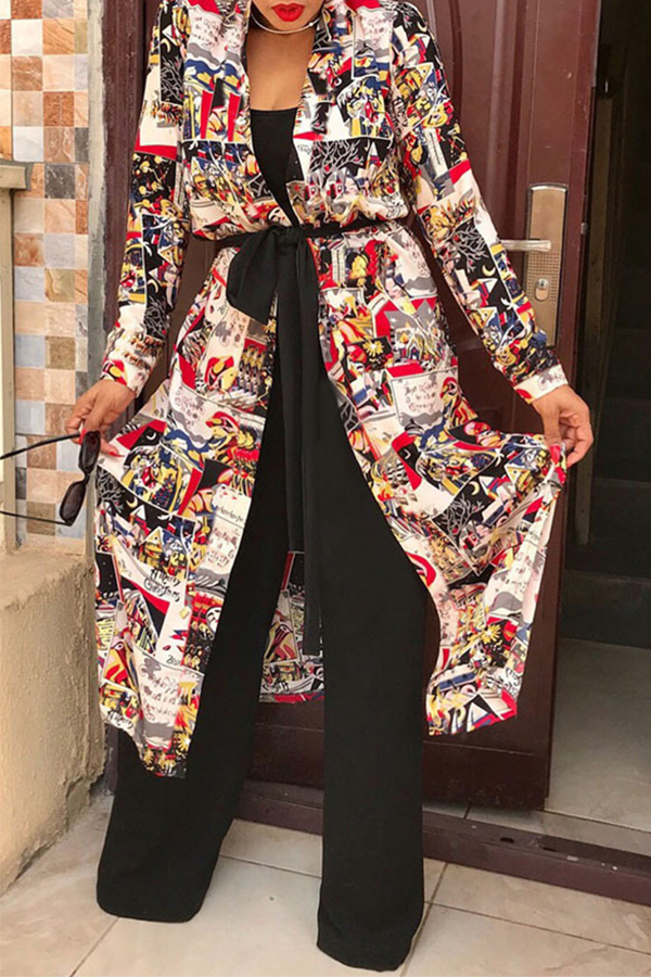 

Lovely Casual Print Multicolor Coat, Multi