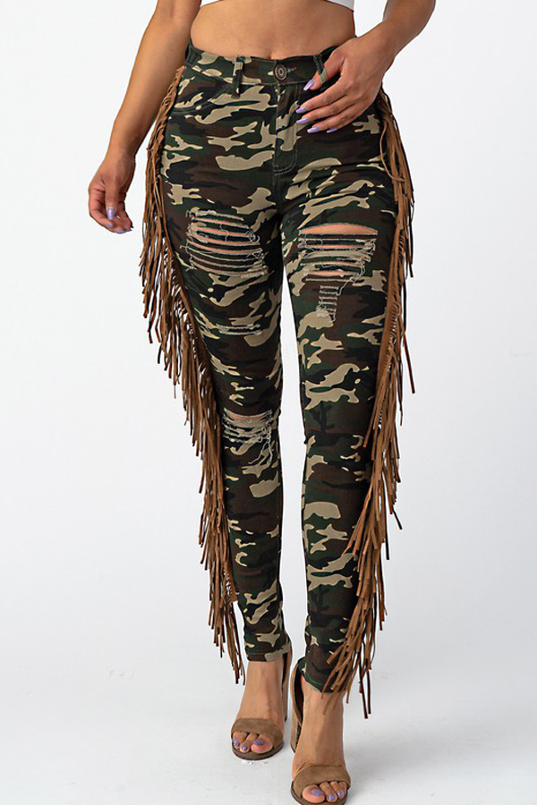 

Lovely Chic Camouflage Print Jeans, Camo