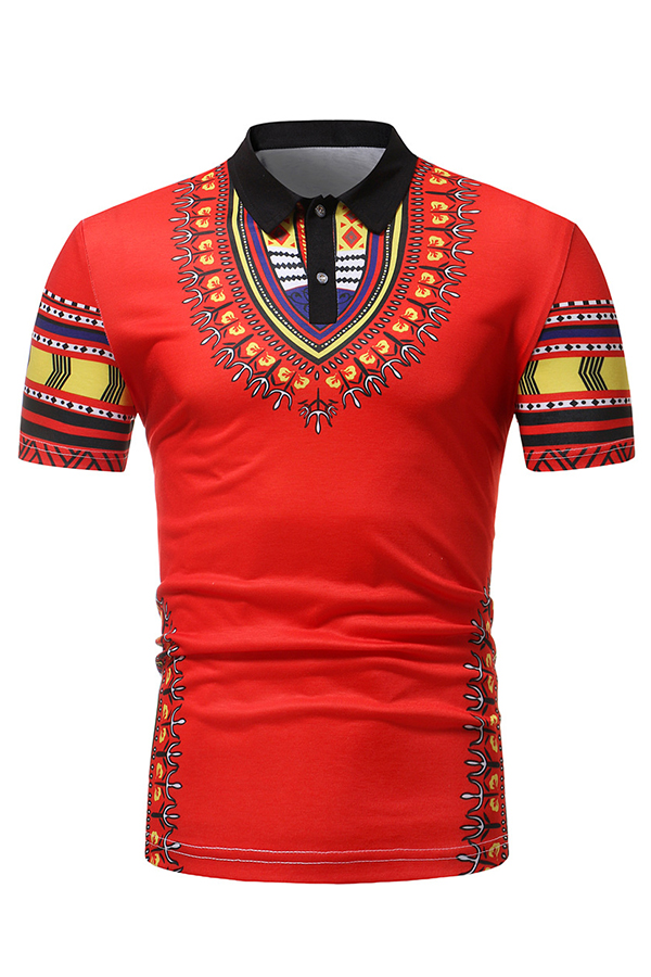 Lovely Casual Buttons Design Red Shirt