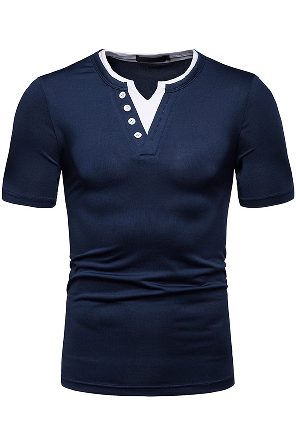 

Lovely Casual Short Sleeve Navy Blue T-shirt