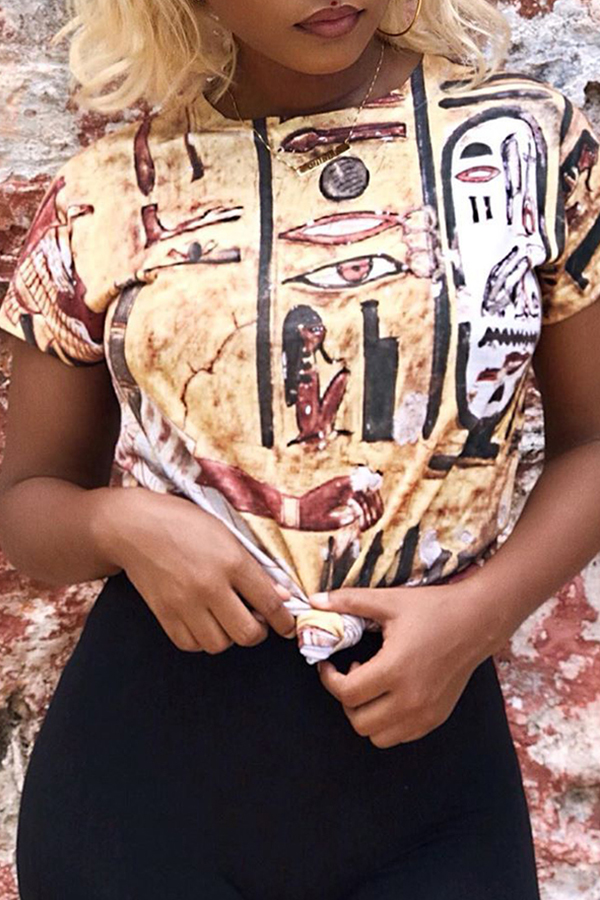 

Lovely Chic Print Multicolor T-shirt, Multi