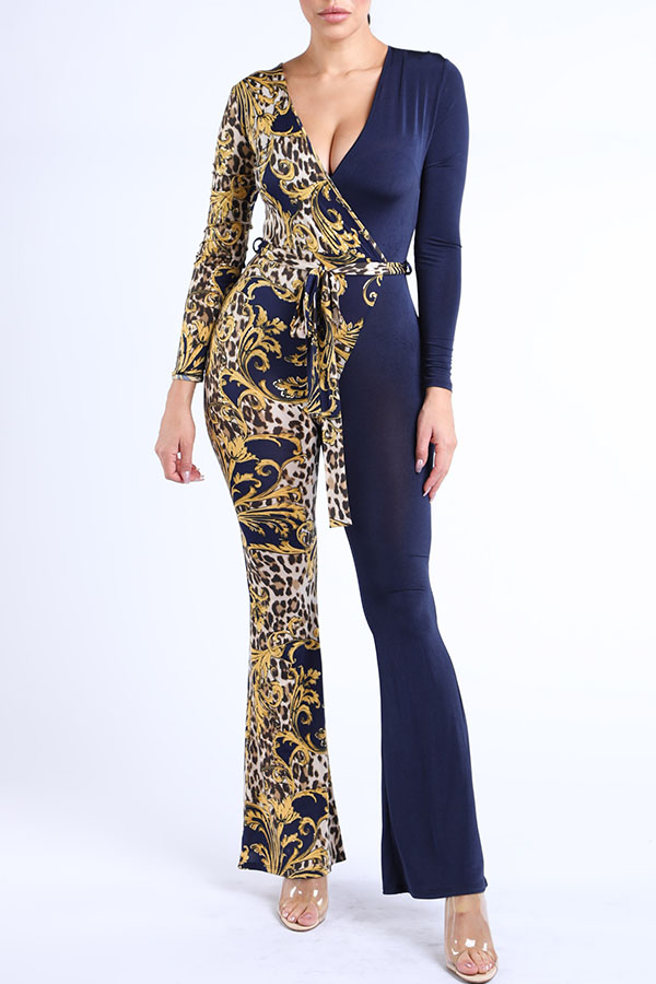 

Lovely Chic Patchwork Blue One-piece Jumpsuit