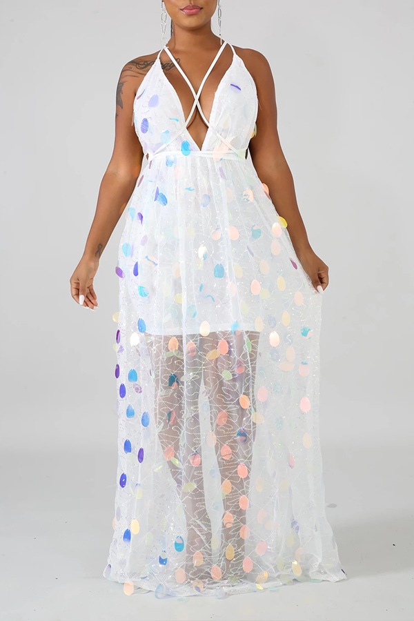 

Lovely Chic Backless White Maxi Dress
