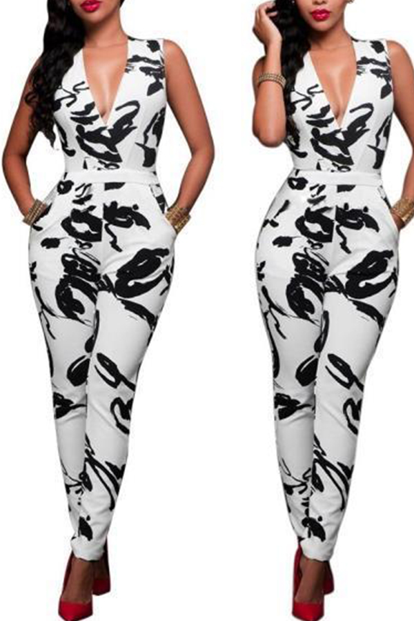 

Lovely Chic Deep V Neck Black One-piece Jumpsuit