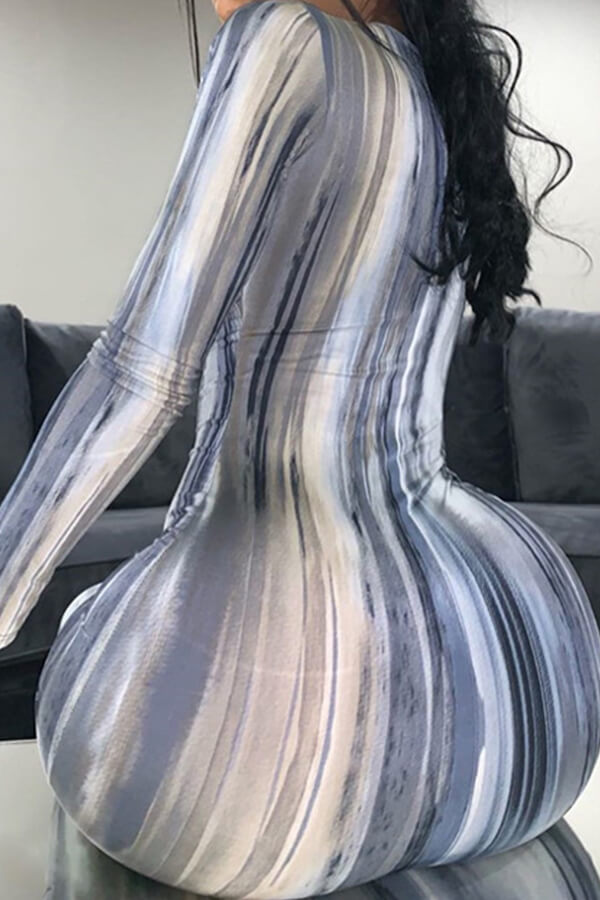 LW Leisure Striped Print Grey Maxi Dress