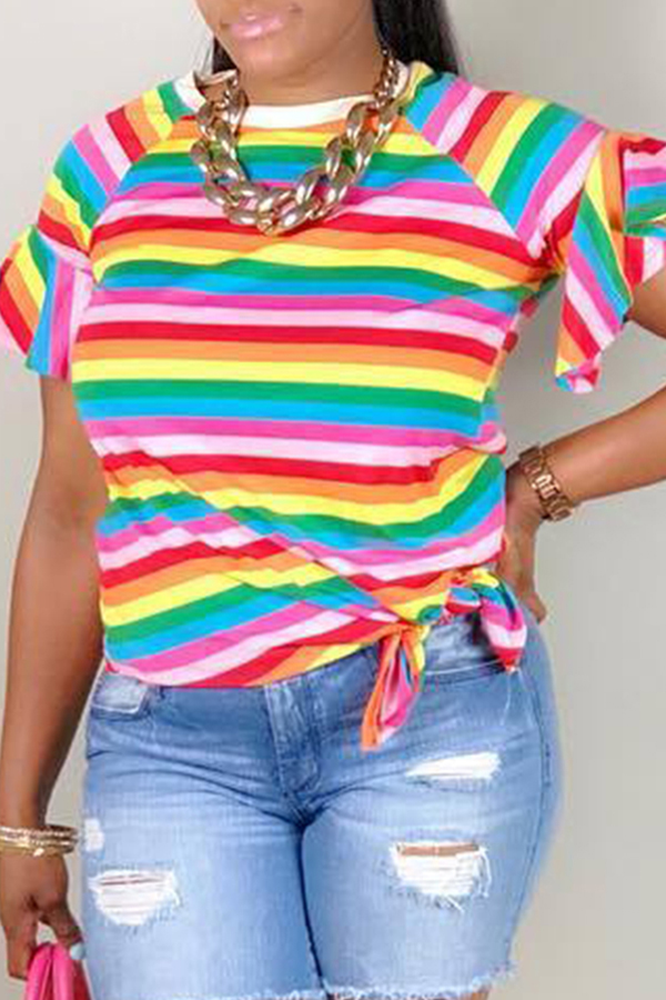 

Lovely Casual Striped Multicolor T-shirt, Multi