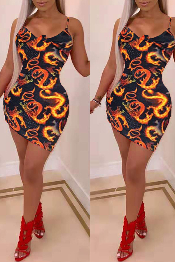

Lovely Chic Print Skinny Black Mini Dress
