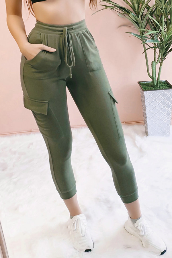 

Lovely Casual Patchwork Army Green Pants