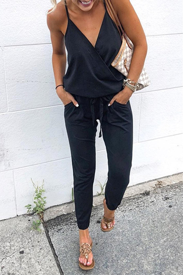 

Lovely Casual Basic Black One-piece Jumpsuit