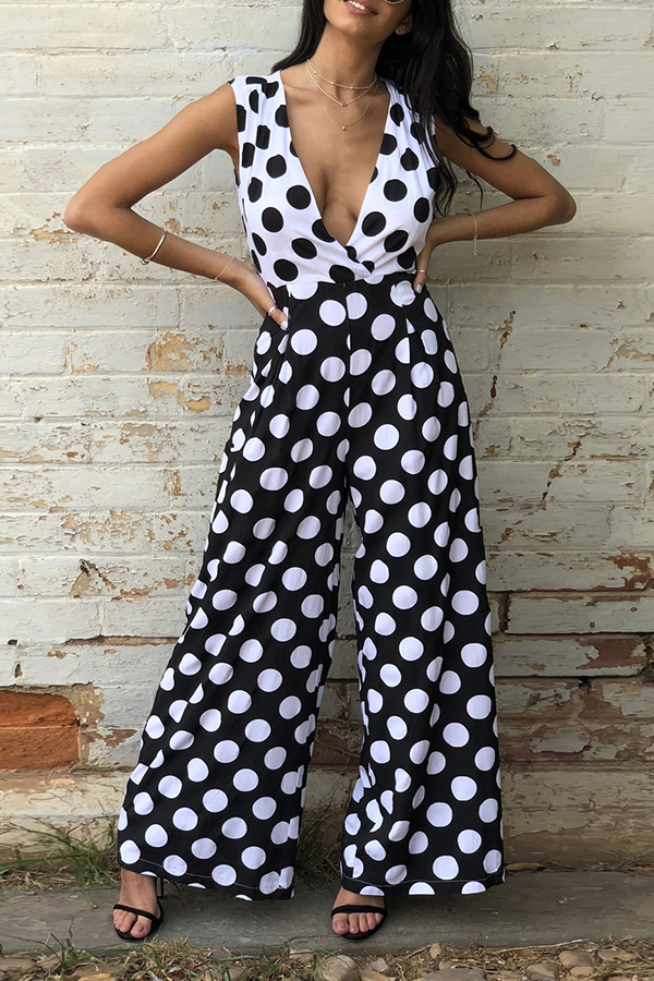 

Lovely Trendy Deep V Neck Black One-piece Jumpsuit