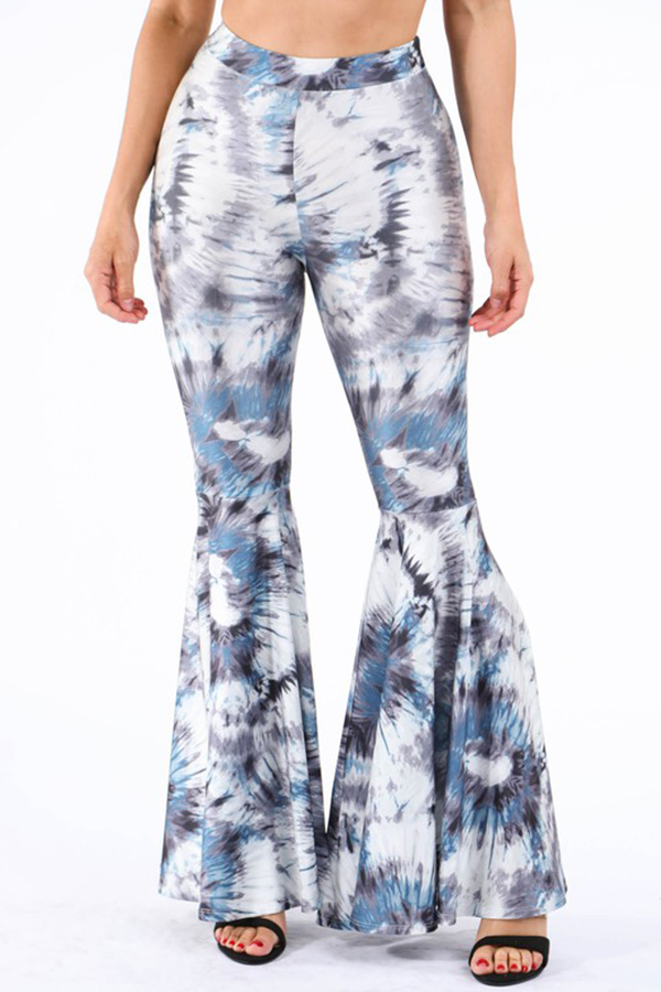 

Lovely Casual Flared Print Blue Pants