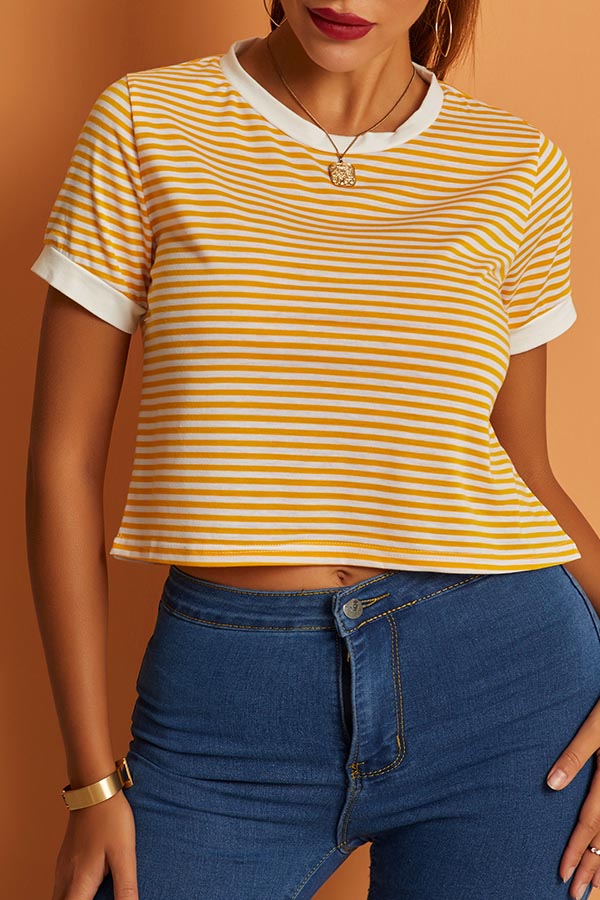 

Lovely Casual Striped Yellow T-shirt