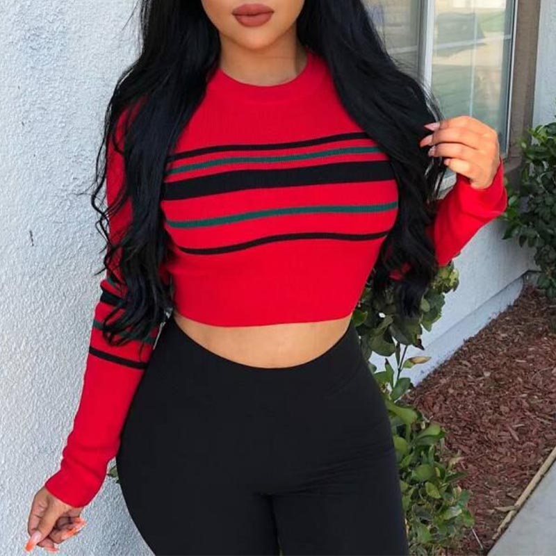 

Lovely Casual Striped Red T-shirt