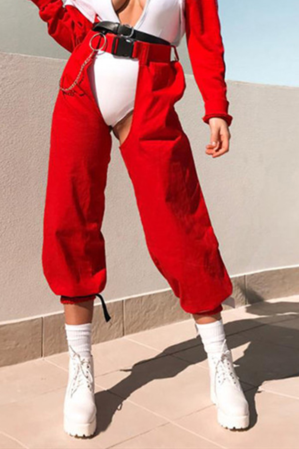 

Lovely Chic Hollow-out Red Pants