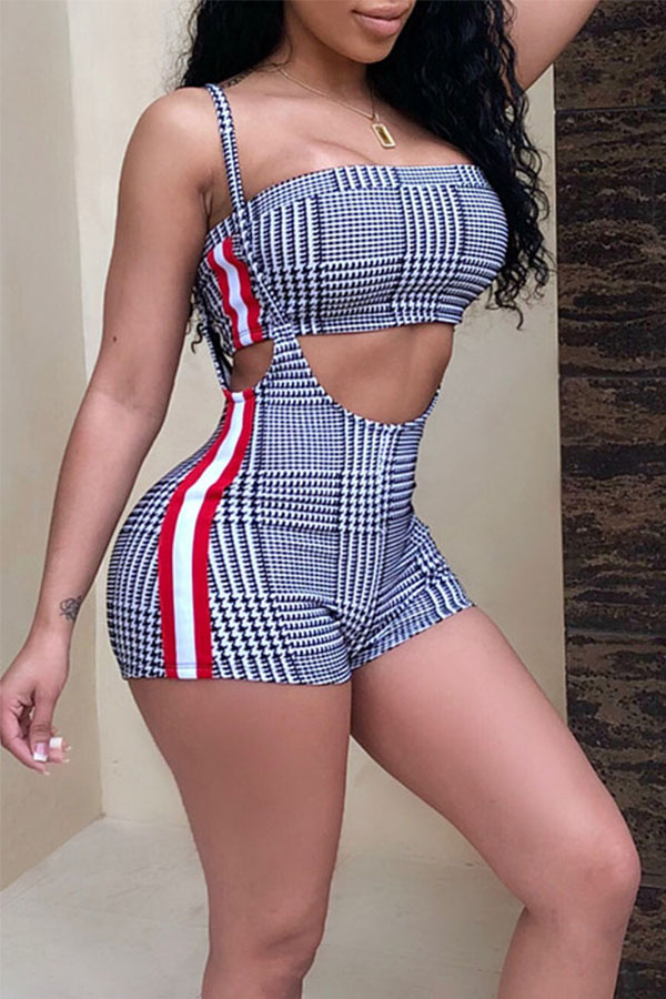 

Lovely Casual Plaid Print Grey Shorts