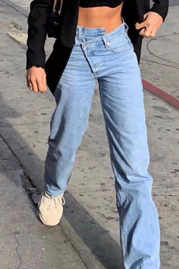 

Lovely Casual Loose Baby Blue Jeans