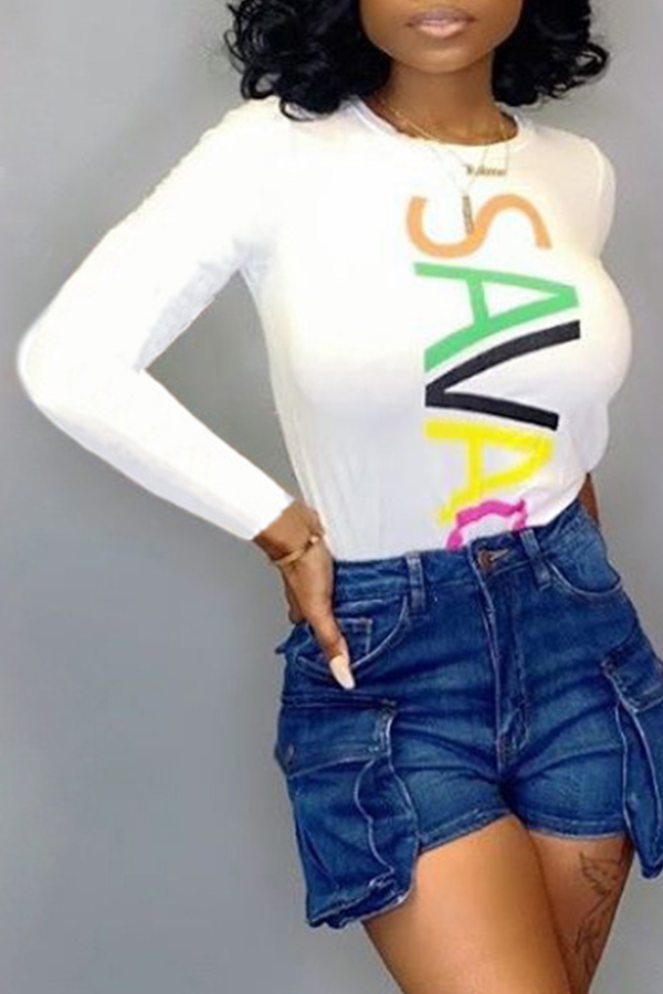

Lovely Casual Letter Print White T-shirt