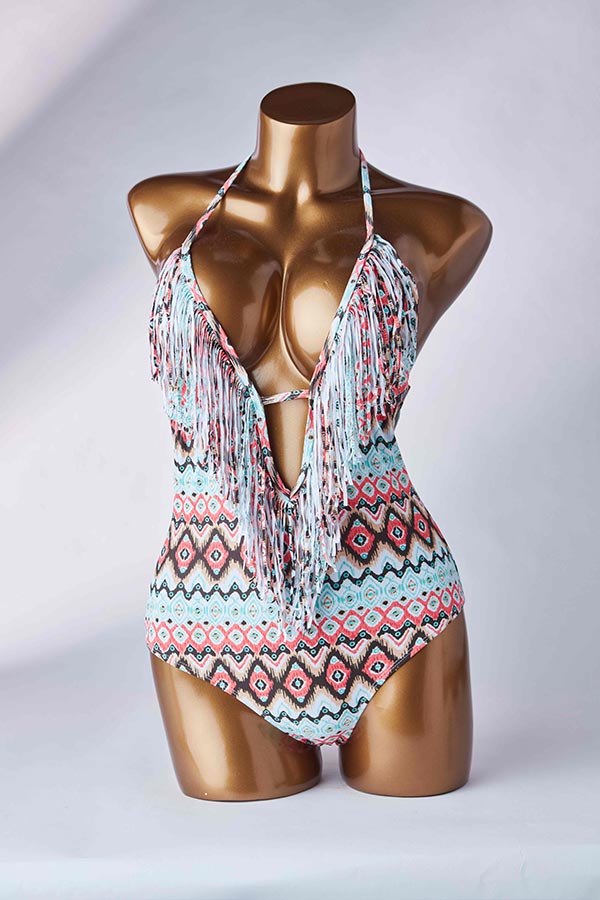 

Lovely Backless Multicolor One-piece Swimsuit, Multi