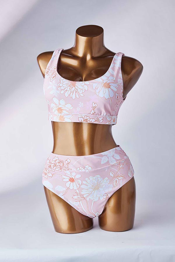 

Lovely Print Pink Two-piece Swimsuit