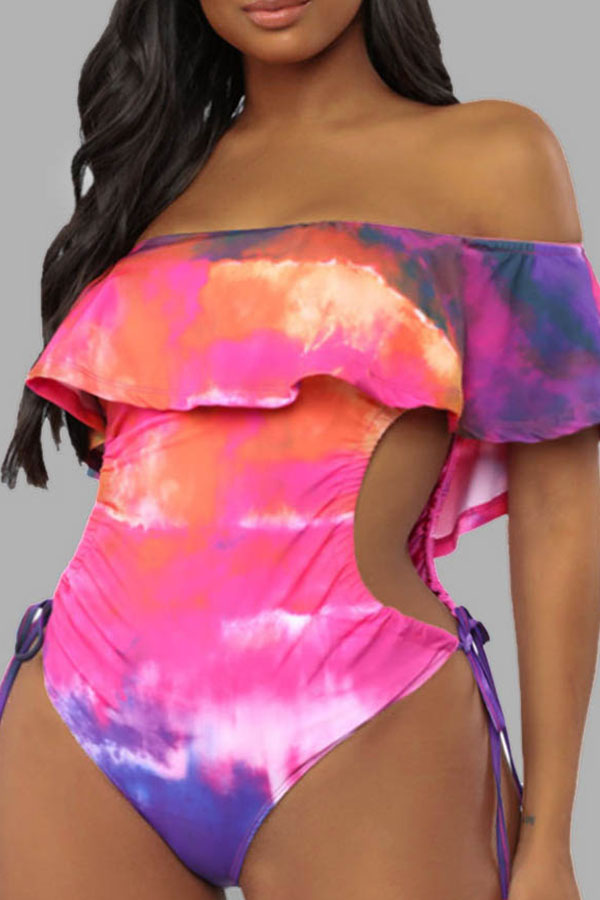 

Lovely Hollow-out Rose Red Plus Size One-piece Swimsuit