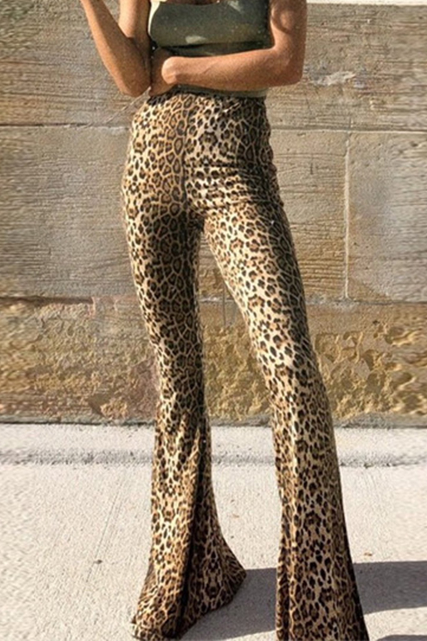 

Lovely Chic Leopard Print Flared Pants