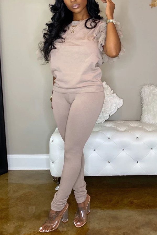 

Lovely Casual Basic Light Pink Two-piece Pants Set