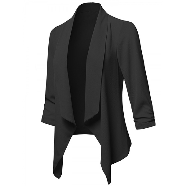 

Lovely Casual Lapel Blue Plus Size Blazer, Black