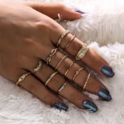 Lovely Chic Make Old 12-piece Gold Ring