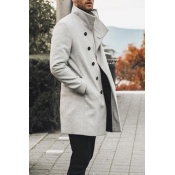 Lovely Casual Button Design Light Grey Knee Length