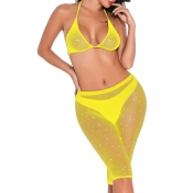 Lovely Sexy See-through Yellow Bodystocking