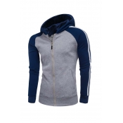 Lovely Casual Hooded Collar Color-lump Grey Hoodie