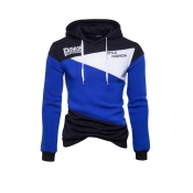Lovely Casual Patchwork Royal Blue Hoodie