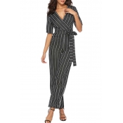 Lovely Trendy Striped Black One-piece Jumpsuit