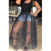 Lovely Casual Patchwork Black Camisole