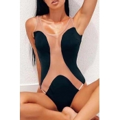 Lovely Patchwork Black Two-piece Swimsuit