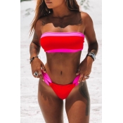 Lovely Patchwork Red Two-piece Swimsuit