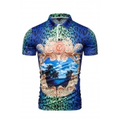 Lovely Bohemian Floral Print Blue Shirt