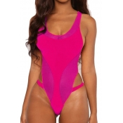 Lovely Hollow-out Rose Red One-piece Swimsuit