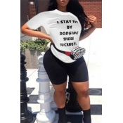 Lovely Trendy Print White Two-piece Shorts Set