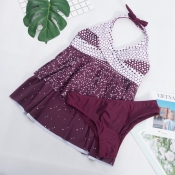 Lovely Casual Gradual Change Purple Swimdresses