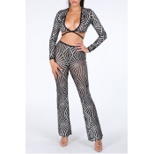 Lovely Casual V Neck Silver Two-piece Pants Set