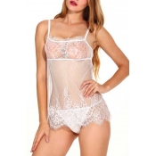 Lovely Sexy See-through White Babydolls