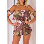 Lovely Leisure Patchwork Print Multicolor One-piec